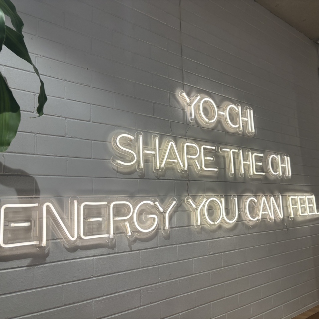 Large Custom Neon® word sign @iloveyochi